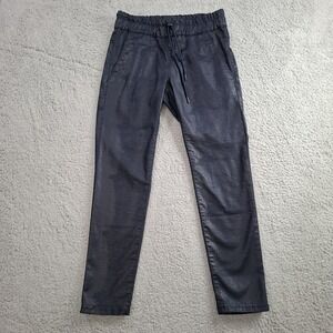 Bevy Flog Shely Iridescent Metallic Snake Print Drawstring Pants Navy Size 27